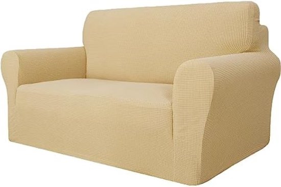 CYCMACO Stretch Bankhoes 3 Zits, Copridivani Per Divani Elasticizzato Universele, Rasbestendig Meubelhoes, Anti-Slip Bankhoes Voor Woonkamer, Lavabili, Voor Huisdier Vriendelijke, Beige