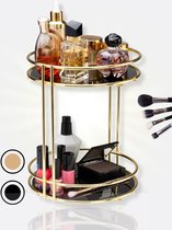 Make-up organizer Goud Keukenorganizer Badkamer Tafeldecoratie Multifunctionele organizer Twee lagen Dienblad Decoratie Tafel Twee lagen Goud