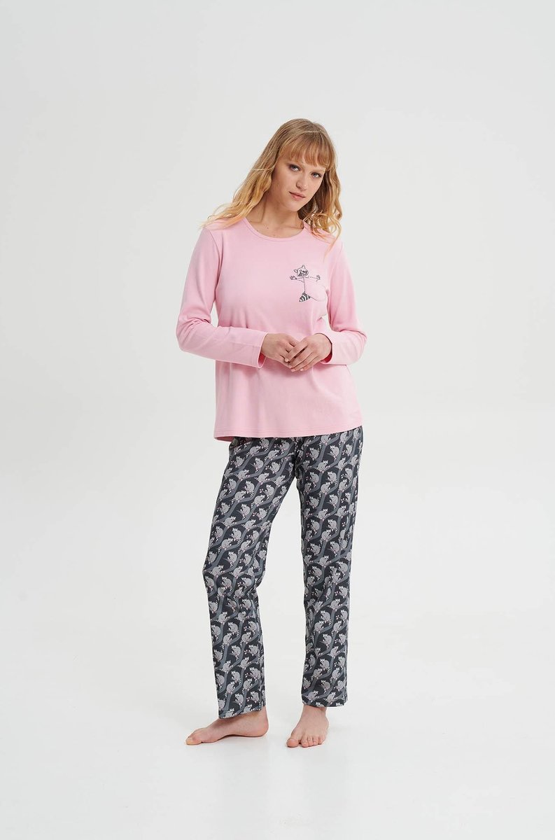 Vamp! Katoenen Pyjama Dames Volwassenen | Lange Mouw Lange Broek | Grote Maten | Pink Nectar 19460 Roze