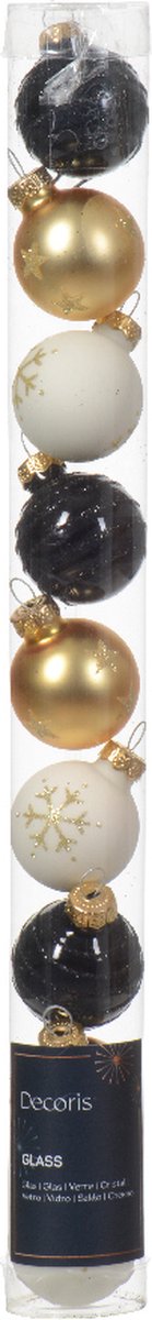 Kerstbal glas d3 cm wolwit ass 9st kerst