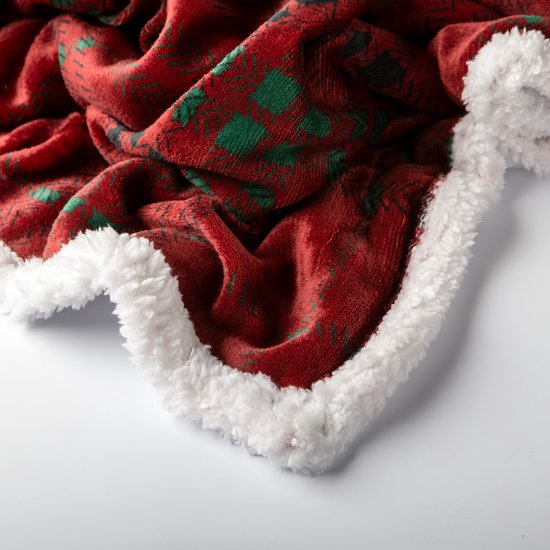 CARLTON - Plaid 150x200 cm - Rouge - Décoration de Noël
