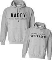 Hoodie set voor vader en zoon-Super Hero-Cadeau voor papa en zoon-Heren Maat M Kind Maat 86/92