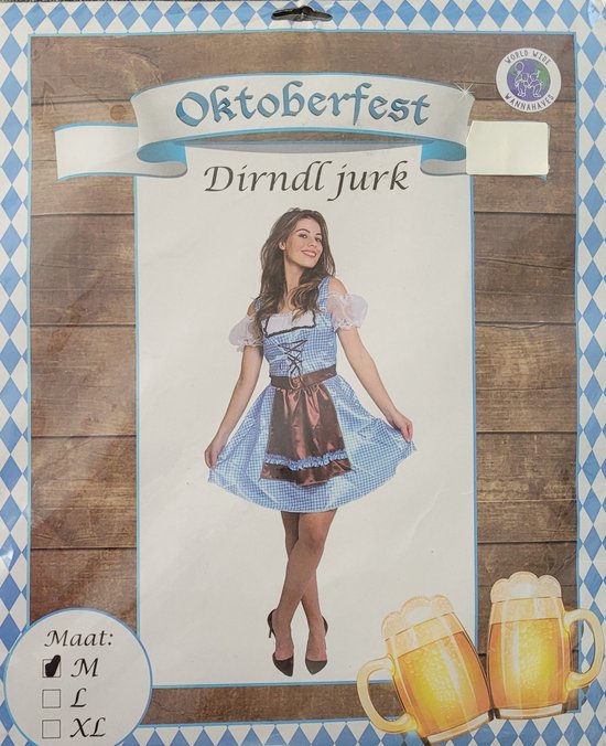Oktoberfest jurk - dirndl jurk blauw - bierfeest jurk Tiroler jurk