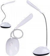 IBBO® - Verstelbare LED bureaulamp - Dimbaar - Met flexibele hals - Luxe leeslamp met arm - Bedlamp draaibaar - Werkt op Batterijen - Verstelbaar reis lampje - Wit