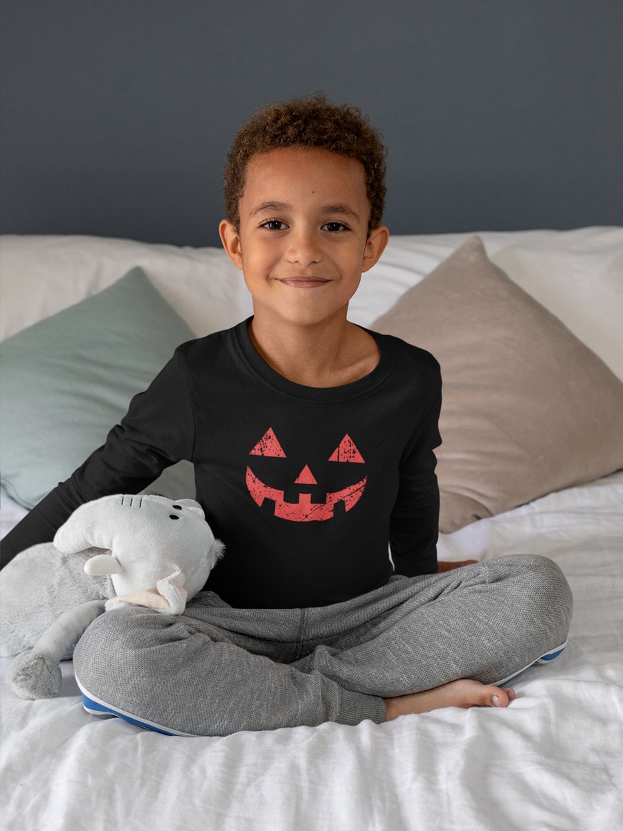 Halloween Kostuum / T-shirt voor kinderen | Zwart & Oranje | Maat 146/152