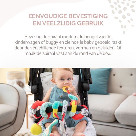 Sophie de giraf Activiteitenspiraal - Boxspiraal - Baby speelgoed - Met Bijtring - Vanaf 3 maanden - 20-80 cm - Textiel - Meerkleuring van Sophie de Giraf. — afbeelding 3