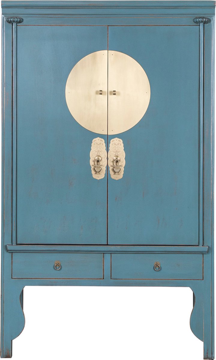Fine Asianliving Chinese Bruidskast Arctic Blauw Grijs - Orientique Collection B100xD55xH175cm Chinese Meubels Oosterse Kast