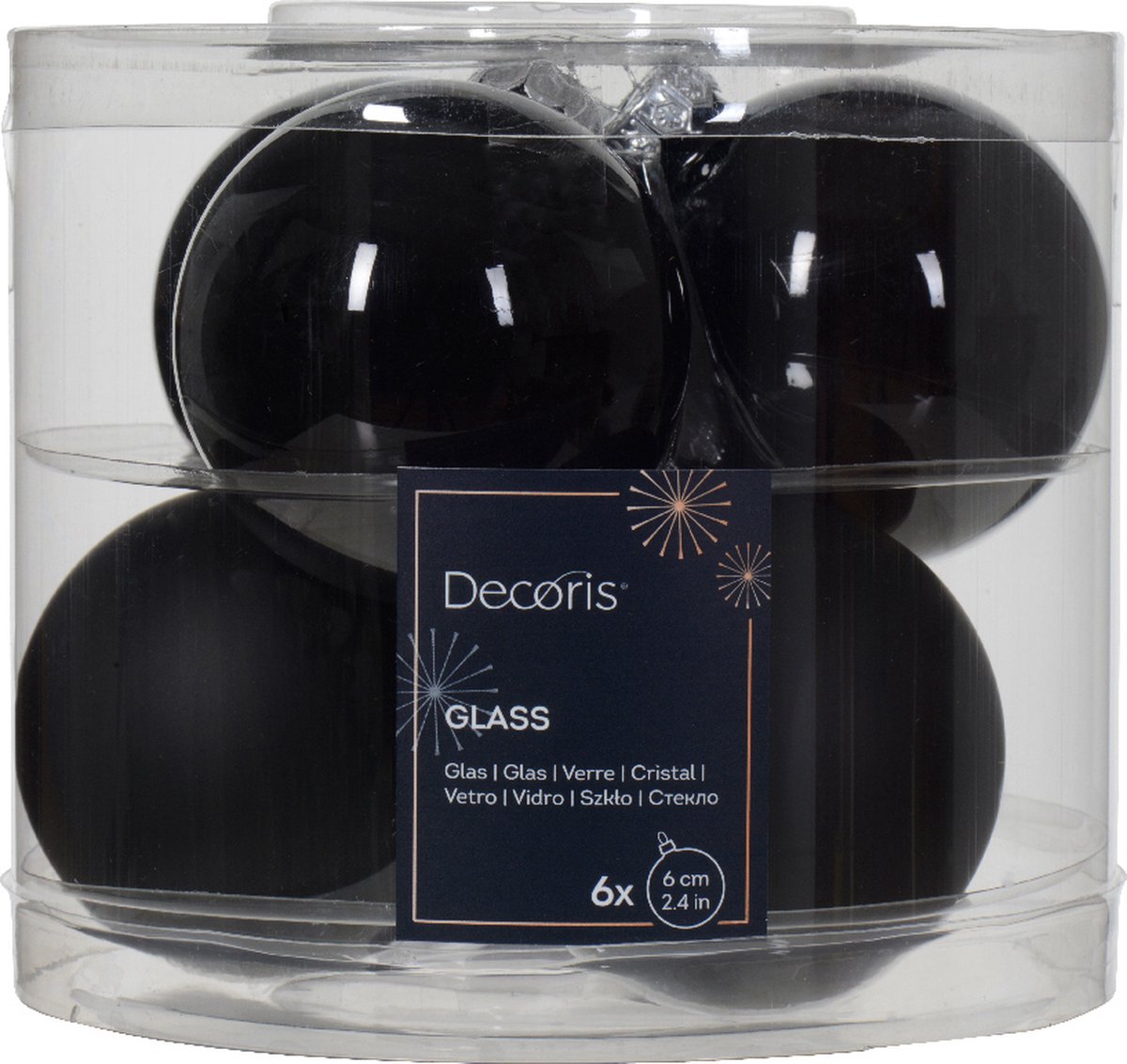 Bol.com Kerstbal glas d6 cm zwart 6st kerst aanbieding
