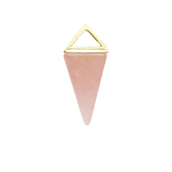Zentana Rozenkwarts Hanger - Ketting Pendel - Goudkleurigen Piramide