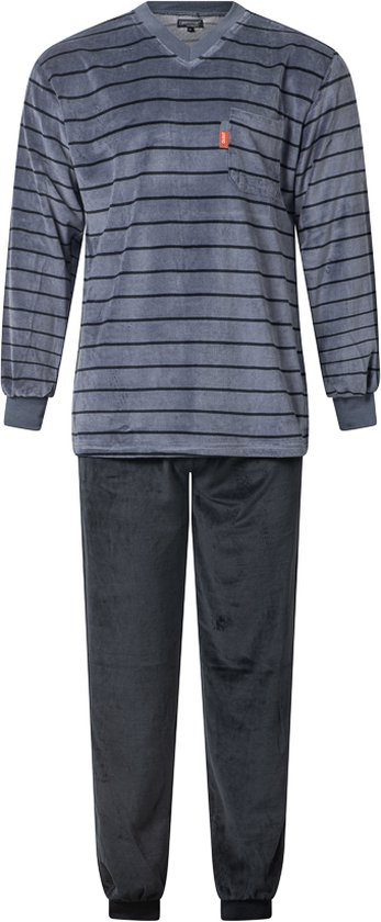 Gentlemen Heren pyjama velours met V-hals - Grijs - maat M