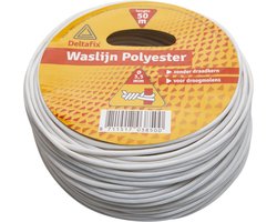 Deltafix waslijn polyester voor droogmolen wit 50 m x 3.2