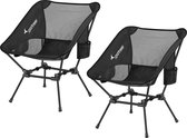 Sportneer campingstoel, opvouwbare campingstoel, draagbare campingstoel, 150 kg, vouwstoel, ultralight, packable, kleine vouwstoel met kabels, voor picknick, outdoor, wandelen, zwart, 2 stuks
