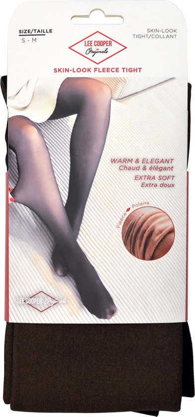 LEE COOPER - WARME & STEVIGE FLEECE PANTY -L/XL Gevoerde winter panty, doorschijnende skin-look - MAAT Large - Extra large - nude Beige