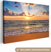 OneMillionCanvasses - Canvas - Zonsondergang - Strand - Zee - Wolken - Schilderijen op canvas - Foto op canvas - 30x20 cm - Wanddecoratie - Slaapkamer
