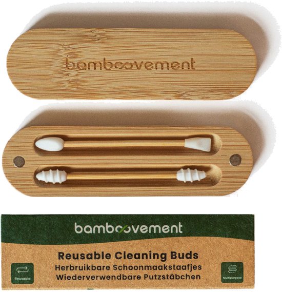 Bamboovement - Herbruikbare Bamboe Wattenstaafjes (2 stuks) - Oorreiniging - Makeup
