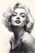 Marilyn Monroe Poster | Poster Zwart Wit | Schets Poster | Marilyn Monroe Zwart Wit | Elegante Poster | Woonkamer Decoratie | Wanddecoratie | Muurposter | 61x91cm | YR | Geschikt om in te lijsten
