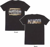 T-Shirt met Korte Mouwen The Mandalorian Row of Helmets Zwart Uniseks - XL