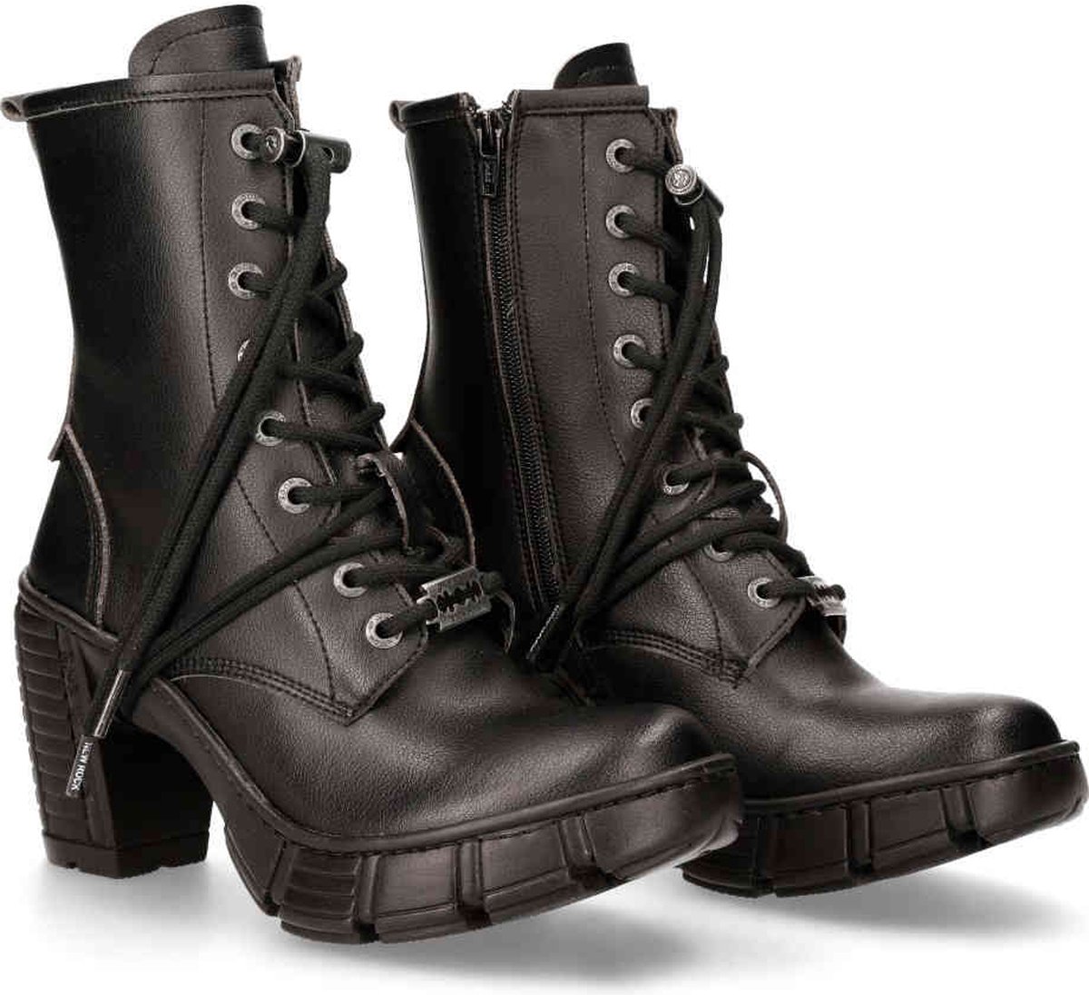 New Rock MTRCASCO007V2 Enkellaars 36 Shoes Zwart Zilverkleurig