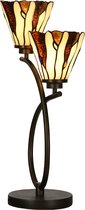 LumiLamp Tiffany Tafellamp 46x28x63 cm Beige Glas Tiffany Bureaulamp