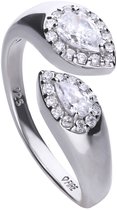 Diamonfire - Zilveren ring met steen Maat 17 - Zirkonia - Druppel - Open ring