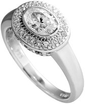 Diamonfire - Zilveren ring met steen Maat 16.0 - Ovale steen - Rondom gezet
