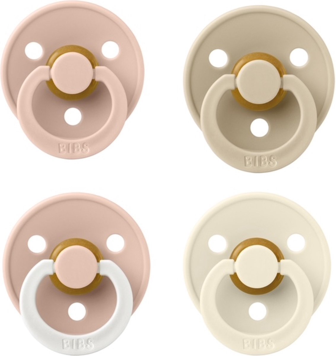 Goedkoopste Bibs fopspeen 0-6 maand set 4 stuks Blush,Vanilla,Ivory en Blush Glow maat 1