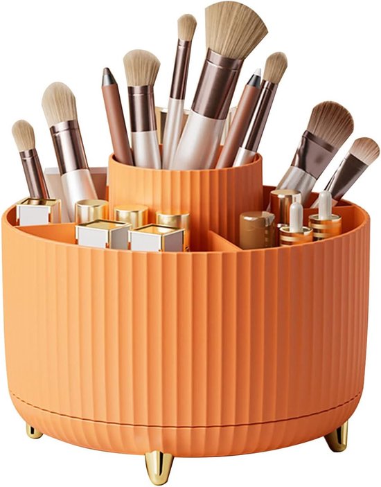 Cosmetica-make-uporganizer, 360 graden draaibare make-up-organizer, oogschaduwkwast, lippenstift, etui, cosmetica-organizer voor kamer, decoratie, kaptafel, slaapkamer, badkamer (roze)