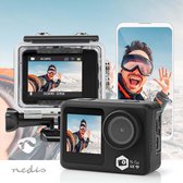 Nedis Action Cam - Dubbel scherm - 4K@30fps - 16 MPixel - Waterbestendig tot: 30.0 m - 90 min - Wi-Fi - App beschikbaar voor: Android / IOS - Mounts inbegrepen - Zwart