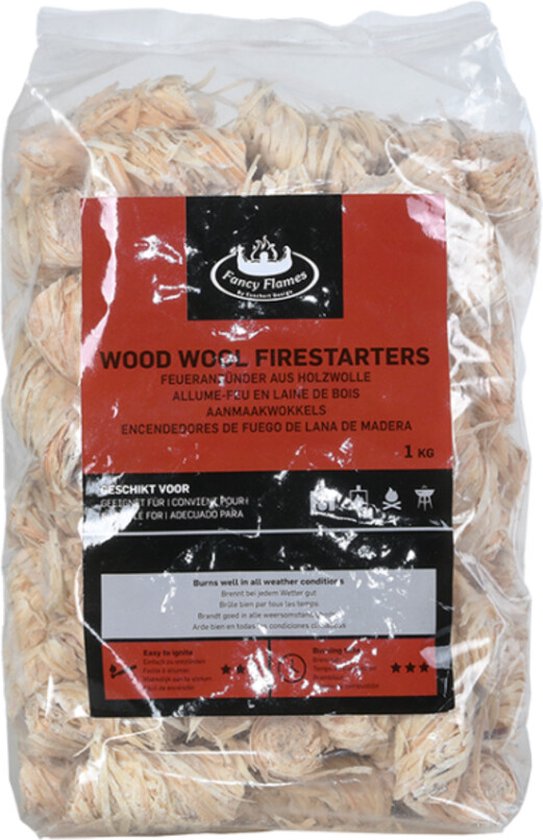 Allume-feu en laine de bois BBQ Flavour Wood Wool Sac 25 pièces