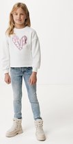 Crew Neck Sweater With Sleeve Detail Meisjes - Off White - Maat 122-128