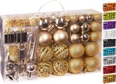 BRUBAKER Kerstballen - Set met Dennenappels, Kerstklokken, Geschenken, Kerstboompiek - Kerstboomversiering - 101 delen - Champagne