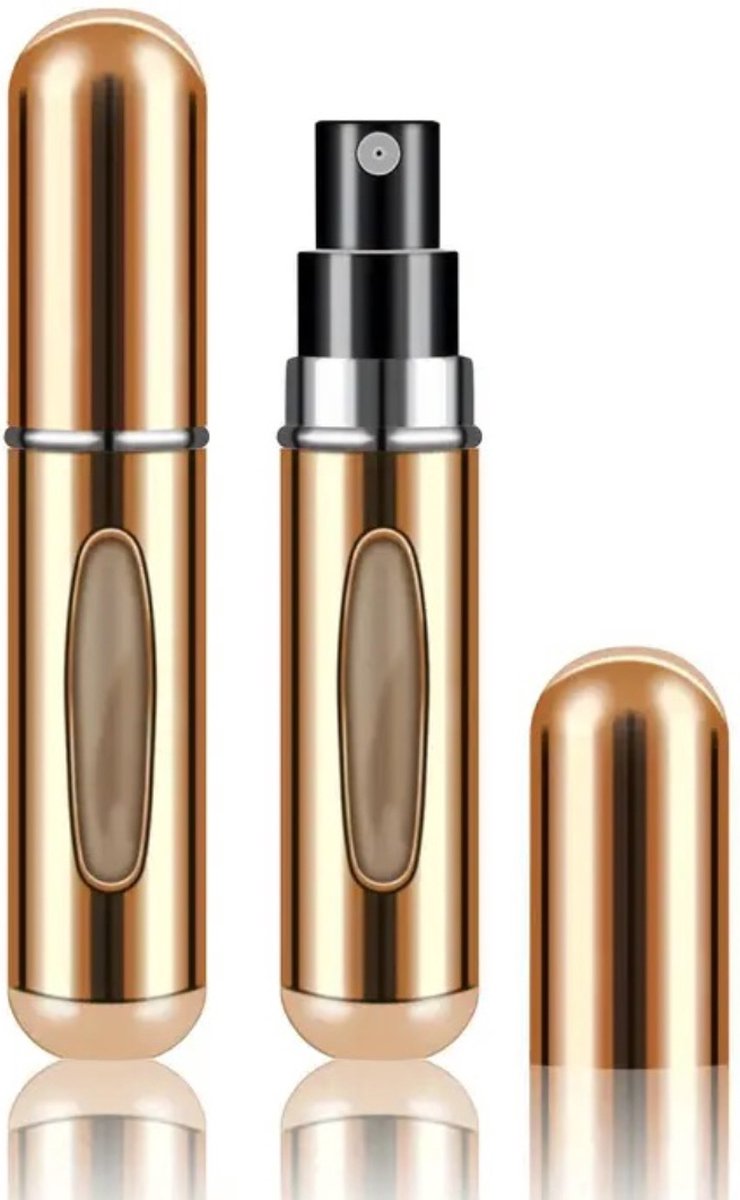 beauty solutions 2 stuks hervulbare parfumverstuiver 5ml - 70x verstuiven - mini reis parfum - goud