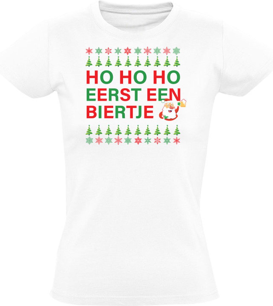 Ho ho ho eerst een biertje Dames T-shirt kerst feest