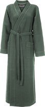 LINNICK Sauna Badjas Wafel Katoen Kuitlengte - Olive Green - Maat XXL - Wafel Badjas - Zomerbadjas - 100% Katoen - Badjas Dames - Badjas Heren