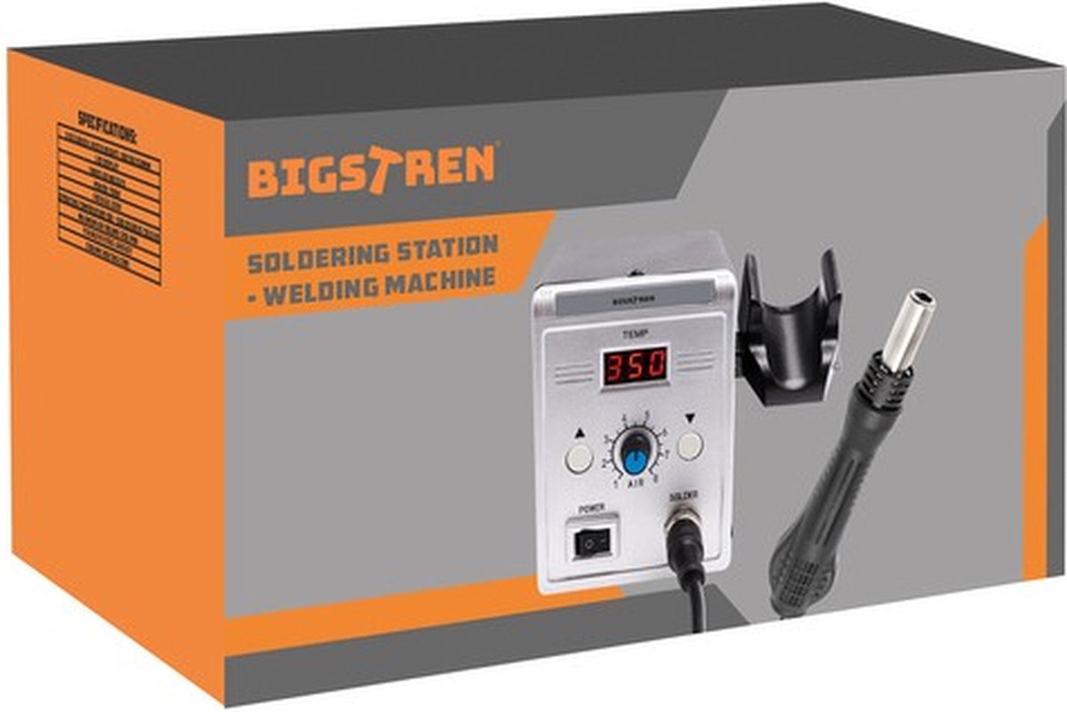 Soldeerstation met 3 Opzetstukken - Instelbaar - Keramisch Verwarmingselement - 700W - Temperatuurbereik 100-500 °C – foto 8