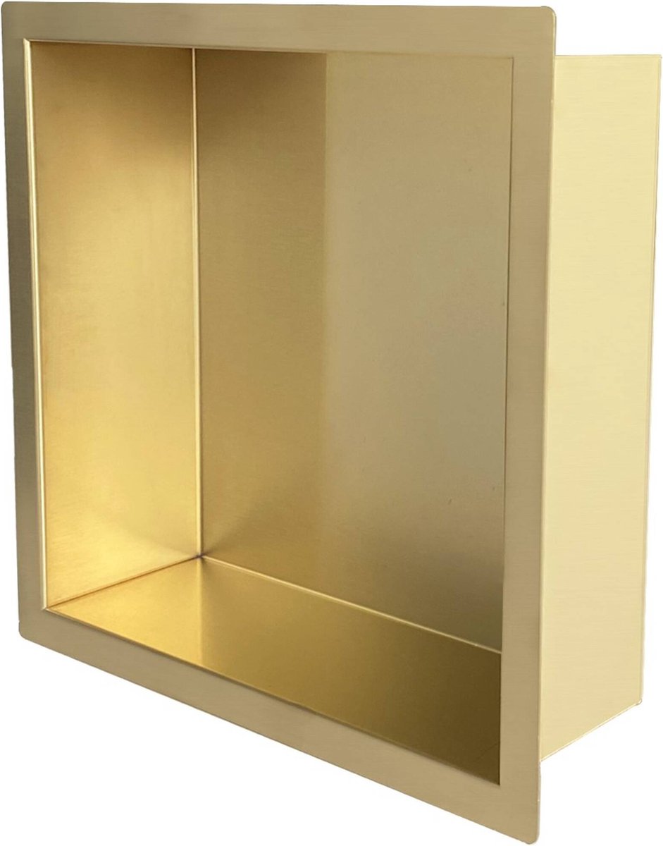 Saqu Shine inbouwnis 30x30x10cm geborsteld messing