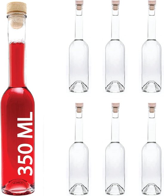Babyflesje - 6 x glazen flessen 350 ml OPI-HGK flessen om zelf te vullen, 0,35 liter, likeurflessen, jeneverflessen, azijnflessen, oliefles van slkfactory