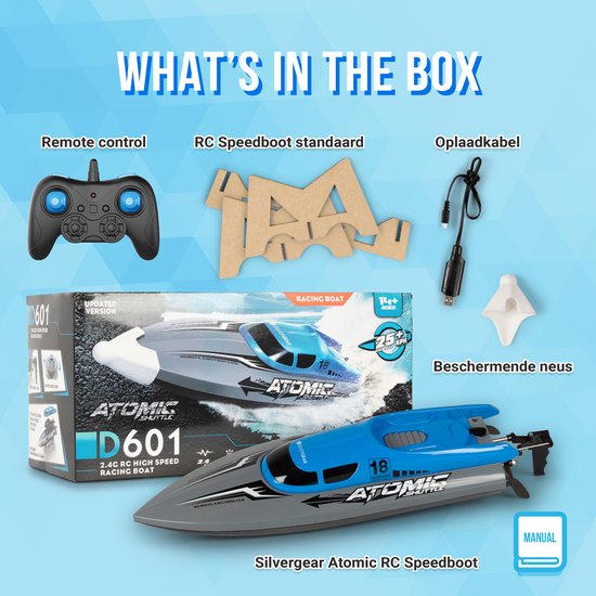 Bestuurbare Boot 30km/u - 150m Bereik - Kapseis-Proof - Kinderen - Voor Buiten - RC Speedboot - Afstandsbestuurbare Boot - Waterspeelgoed Buiten - Boat - Zwembad - Voor Jongens en Meisjes en Volwassenen - Blauw - Silvergear