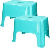 PlasticForte Keukenkrukje/opstapje - 2x - Handy Step - blauw - kunststof - 40 x 30 x 28 cm