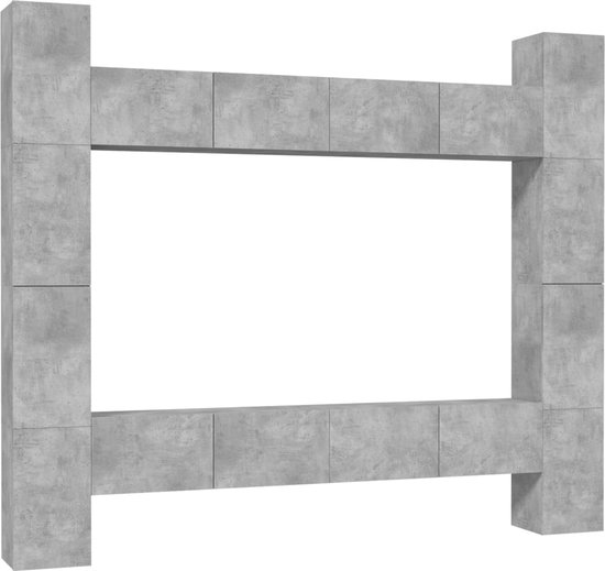 vidaXL-8-delige-Tv-meubelset-spaanplaat-betongrijs