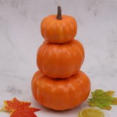 Gestapelde kunstpompoenen, geschikt voor Halloween, voor versiering, overschilderbare pompoenen, herfstachtig, centerpiece voor thuis, feesten en op tafel - Oranje