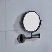 Spiegels wandmontage met 3x vergroting en normale 8-inch dubbelzijdige ronde badkamerspiegel draaibaar, uitschuifbaar en zwart afgewerkt voor thuis, spa en hotel