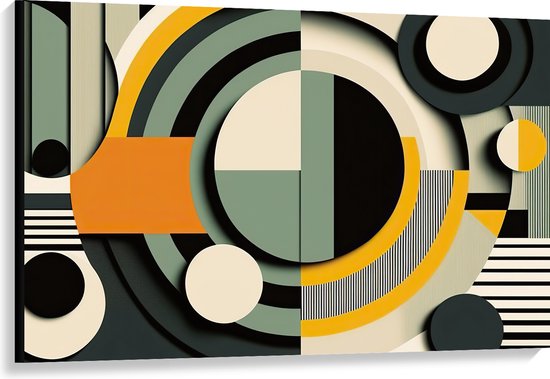 Canvas - Abstract - Figuren - Cirkels - Rondjes - Strepen - Kleuren - 120x80 cm Foto op Canvas Schilderij (Wanddecoratie op Canvas)
