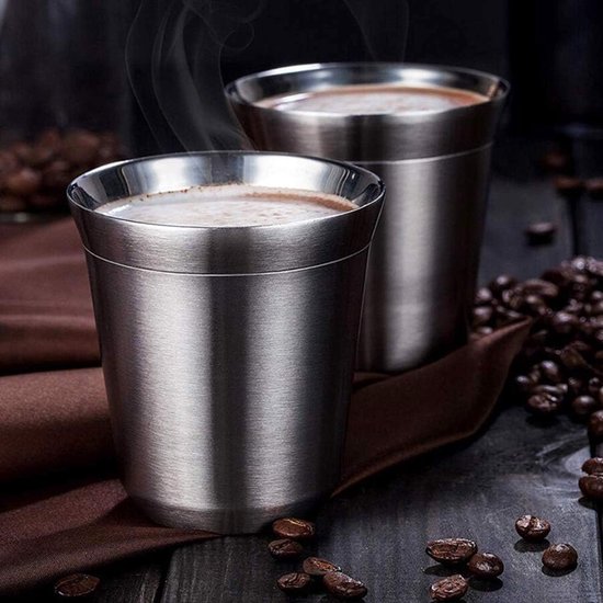 Duo 80 ml RCS gecertificeerde roestvrijstalen espressokopjesset