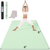 Yogamat XXL, yogamat, 183 cm x 122 cm x 6 mm, sportmat, fitnessmat, antislip, TPE-gymnastiekmat met handdoek, voor sport, yoga, pilates, gym, thuis, work-out
