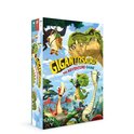 Doos van het bordspel Gigantosaurus: The Adventure Game met illustratie van dinosaurussen in een bos.