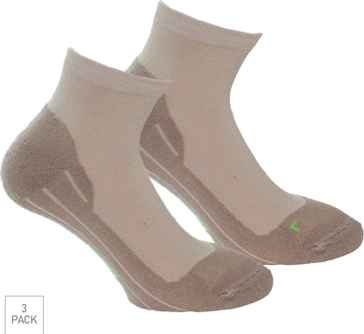 Boru Bamboo 3-Pack Quarter Wandelsokken XP Bamboe Hypoallergeen Heren Dames – 35-38 2343 Beige