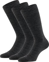 Apollo - Merino Wolllen sokken - Unisex - Antipress - 3-Pak - Antraciet - Maat 43/46 - Diabetes sokken - Sokken zonder elastiek - Naadloze sokken
