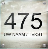 Huisnummer naambord met naam plexiglas 15x15x0,5cm modelnummer 1029 - Huisnummerbordjes, Naambordje voordeur, naamplaatje voordeur, gepersonaliseerd
