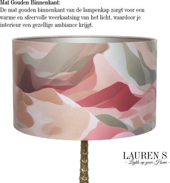Lampenkap Oud Groen Burgundy Roze Dessert Dunes Print op Stof Rond 30 cm | Lauren S - Lauren S